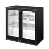 Chłodziarka barowa – 900 mm – 200 L – z 2 drzwiami szklanymi skrzydłowymi – czarna