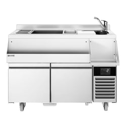 Stół chłodniczy barowy do napojów - 1200x600 mm - 150 litrów - z 2 szufladami 1/1 i półkami