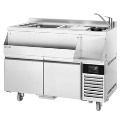 Stół chłodniczy barowy do napojów - 1200x600 mm - 150 litrów - z 2 szufladami 1/1 i półkami