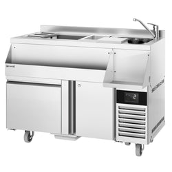 Stół chłodniczy barowy do napojów - 1200x600 mm - 150 litrów - z 1 drzwiami, 1 szufladą 1/1 i półkami