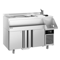 Stół chłodniczy barowy do napojów - 1200x600 mm - 150 litrów - z 2 drzwiami i półkami