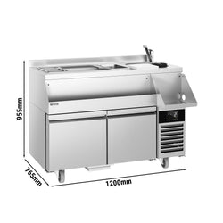 Stół chłodniczy barowy do napojów - 1200x600 mm - 150 litrów - z 2 szufladami 1/1 i półkami