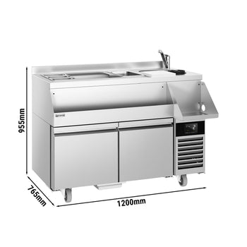 Stół chłodniczy barowy do napojów - 1200x600 mm - 150 litrów - z 2 szufladami 1/1 i półkami