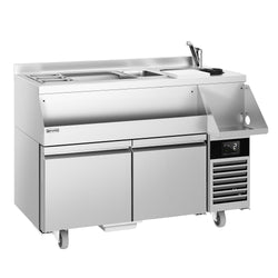 Stół chłodniczy barowy do napojów - 1200x600 mm - 150 litrów - z 2 szufladami 1/1 i półkami