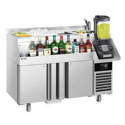 Stół chłodniczy barowy do napojów - 1200x600 mm - 150 litrów - z 2 drzwiami i półkami