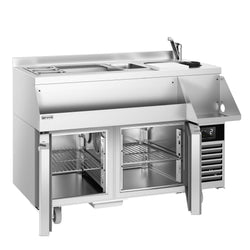 Stół chłodniczy barowy do napojów - 1200x600 mm - 150 litrów - z 2 drzwiami i półkami