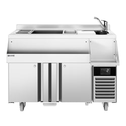 Stół chłodniczy barowy do napojów - 1200x600 mm - 150 litrów - z 2 drzwiami i półkami