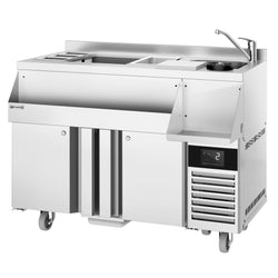 Stół chłodniczy barowy do napojów - 1200x600 mm - 150 litrów - z 2 drzwiami i półkami