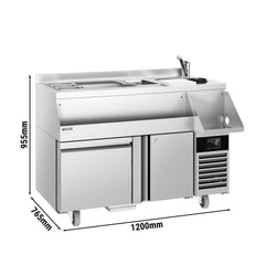 Stół chłodniczy barowy do napojów - 1200x600 mm - 150 litrów - z 1 drzwiami, 1 szufladą 1/1 i półkami