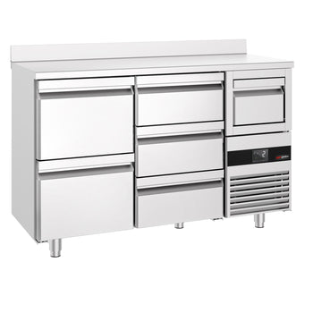 Stół chłodniczy barowy do napojów PREMIUM- 1580x600mm - 5 szuflad, panel tylny i kołatka do kawy - Prime Gastro