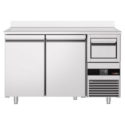 Stół chłodniczy barowy do napojów PREMIUM - 1580x600 mm - z 2 drzwiami, panelem tylnym & kołatką do kawy