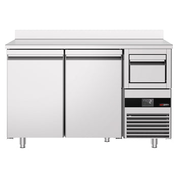 Stół chłodniczy barowy do napojów PREMIUM - 1580x600 mm - z 2 drzwiami, panelem tylnym & kołatką do kawy - Prime Gastro