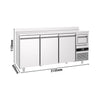 Commercial Refrigerated Back Bar Counter PREMIUM - 2135x600x1150mm - 570L - with 3 Hinged Glass Doors, upstand & knock box for coffee - Stainless Steel