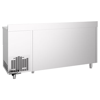 Stół chłodniczy barowy do napojów PREMIUM - 2130x600 mm - z 2 drzwiami, 2 szufladami, panelem tylnym & kołatką do kawy - Prime Gastro