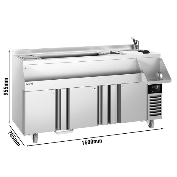 Stół chłodniczy barowy do napojów - 1600x600 mm - 235 litrów - z 3 drzwiami i półkami - Prime Gastro