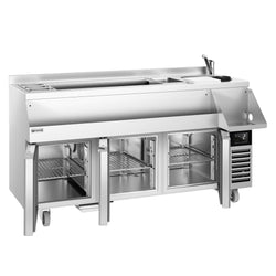 Stół chłodniczy barowy do napojów - 1600x600 mm - 235 litrów - z 3 drzwiami i półkami