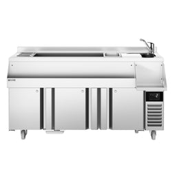 Stół chłodniczy barowy do napojów - 1600x600 mm - 235 litrów - z 3 drzwiami i półkami