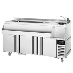 Stół chłodniczy barowy do napojów - 1600x600 mm - 235 litrów - z 3 drzwiami i półkami