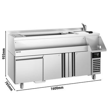 Stół chłodniczy barowy do napojów - 1600x600 mm - 235 litrów - z 2 drzwiami, 1 szufladą i półką