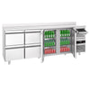 Commercial Refrigerated Back Bar Counter PREMIUM - 2690x600mm - 775L - with 2 Doors & 4 Drawers, upstand & knock box for coffee, auto defrost - Stainless Steel