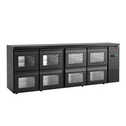 Chłodziarka barowa – 2540 mm – 484 L – z 8 szufladami szklanymi i oświetleniem LED RGB