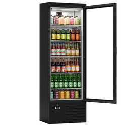 Szafa chłodnicza przeszklona PREMIUM - 280L- 600mm - oświetlenie LED - Czarna - Dla PL - 4–12°C