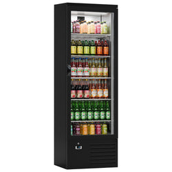 Szafa chłodnicza przeszklona PREMIUM - 280L- 600mm - oświetlenie LED - Czarna - Dla PL - 4–12°C