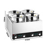 Commercial Bain Marie Soup & Sauce Warmer - Wet Heat - 14L - 600W - 4 Round Pots with each 3,5L