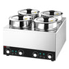 Commercial Bain Marie Soup & Sauce Warmer - Wet Heat - 14L - 600W - 4 Round Pots with each 3,5L