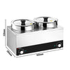 Commercial Bain Marie Soup & Sauce Warmer - Wet Heat - 13L - 400W - 2 Round Pots with each 6,5L