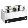 Commercial Bain Marie Soup & Sauce Warmer - Wet Heat - 13L - 400W - 2 Round Pots with each 6,5L