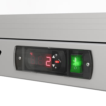 Chłodziarka barowa - 1330 mm - 320 litrów - z 3 szklanymi drzwiami na zawiasach - stal nierdzewna - Prime Gastro