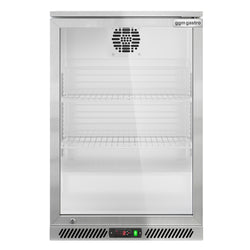 Chłodziarka barowa - 600 mm - 130 litrów - z 1 szklanymi drzwiami na zawiasach - stal nierdzewna