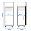 Szafa mroźnicza ze stali nierdzewnej ECO - EN 600x800 - 612L - 740x990mm - 1 drzwi, przeszklona - chłodzenie wentylowane; zamek