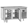 Stół chłodniczy piekarniczy Premium PLUS – przelotowy – 1618 x 800 mm – z 4 drzwiami szklanymi – z blatem granitowym