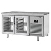 Stół chłodniczy piekarniczy Premium PLUS – przelotowy – 1618 x 800 mm – z 4 drzwiami szklanymi – z blatem granitowym