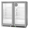 Chłodziarka barowa – 900 mm – 220 L – z 2 drzwiami szklanymi skrzydłowymi – szara