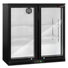 Chłodziarka barowa – 900 mm – 220 L – z 2 drzwiami szklanymi skrzydłowymi – czarna