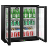 Chłodziarka barowa – 900 mm – 220 L – z 2 drzwiami szklanymi skrzydłowymi – czarna
