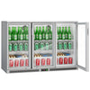 Chłodziarka barowa – 1350 mm – 320 L – z 3 drzwiami szklanymi skrzydłowymi – szara