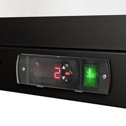 Chłodziarka barowa - 1330 mm - 320 litrów - z 3 szklanymi drzwiami na zawiasach - czarna