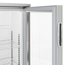 Chłodziarka barowa - 1330 mm - 320 litrów - z 3 szklanymi drzwiami na zawiasach - Szara