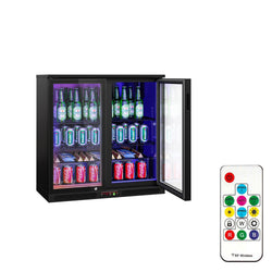 Chłodziarka barowa - 900 mm - 220 litrów - z oświetleniem LED & 2 drzwiami na zawiasach - zewnętrzna & wewnętrzna czarna