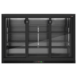 Chłodziarka barowa - 1330mm - 320 litrów - 3 szklane drzwi przesuwne - Czarna na zewnątrz & wewnątrz