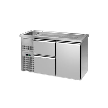 Barowy stół chłodniczy PREMIUM PLUS - 1550x700 mm - 1 drzwi & 2 szuflady - Prime Gastro