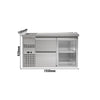 Stół chłodniczy barowy Premium PLUS – 1550 x 700 mm – z 1 drzwiami szklanymi i 2 szufladami 1/2, zdjęcie 2 z 12