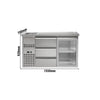 Stół chłodniczy barowy Premium PLUS – 1550 x 700 mm – z 1 drzwiami szklanymi i 3 szufladami, zdjęcie 2 z 11