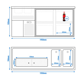 Barowy stół chłodniczy Premium PLUS - 1950x700mm - 4 szuflady - Prime Gastro