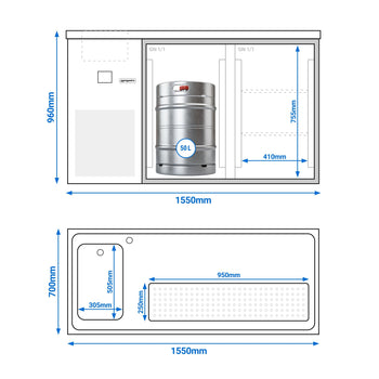 Barowy stół chłodniczy PREMIUM - 1550x700 mm - 2 szklane drzwi - Prime Gastro