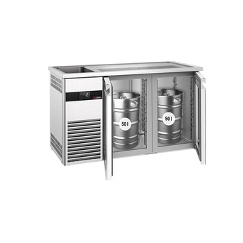 Barowy stół chłodniczy PREMIUM - 1550x700 mm - 2 szklane drzwi - Prime Gastro
